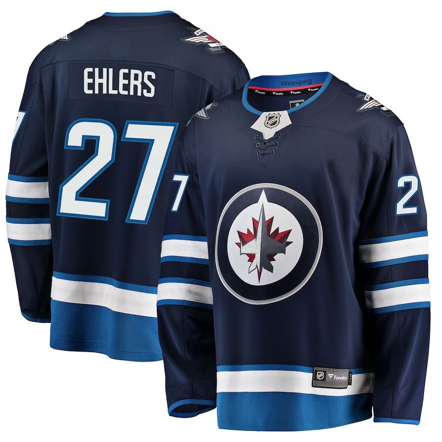 Men Winnipeg Jets #27 Nikolaj Ehlers Fanatics Branded Navy Breakaway Replica NHL Jersey->winnipeg jets->NHL Jersey